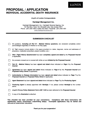 Individual Accidental Death Insurance Application