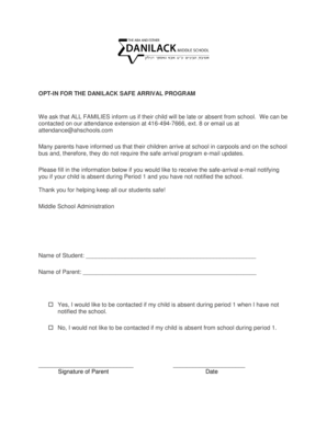 Danilack Safe Arrival Program Opt-In Form