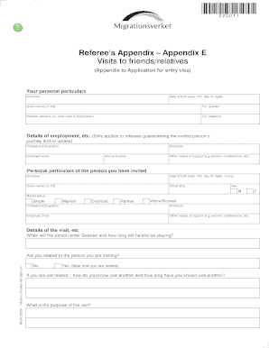 Referee's Appendix for Sweden Visa Application
