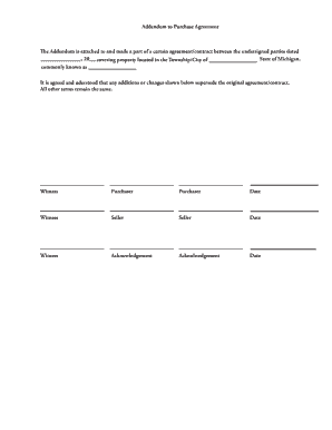 Addendum to Purchase Agreement