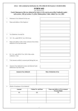 Form 403 Yearly Statement of Tax Deducted at Source