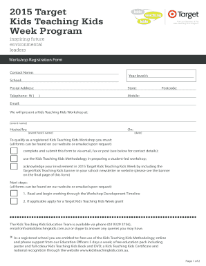 Kids Teaching Kids Workshop Registration Form
