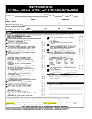 Student Medical History and Consent Form