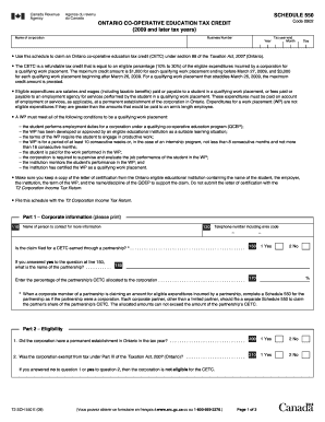 Ontario Co-operative Education Tax Credit Form