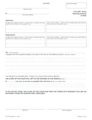 Ontario Form 25E Notice Disputing Approval