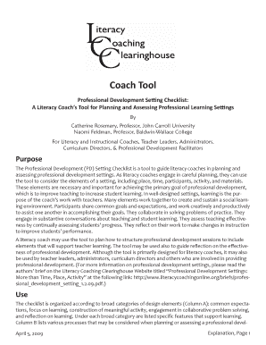 Professional Development Setting Checklist