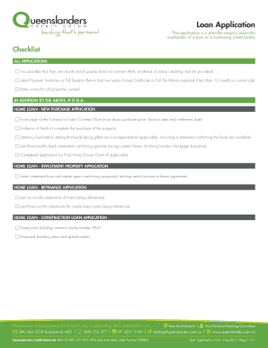 Queenslanders Credit Union Loan Application Form