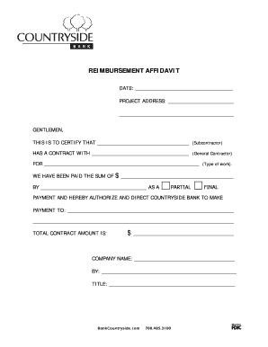 Reimbursement Affidavit