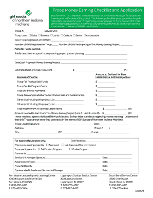 Girl Scouts Money Earning Project Application