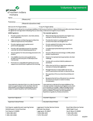 Girl Scouts Volunteer Agreement