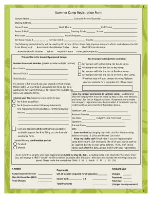 Summer Camp Registration Form