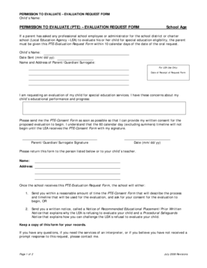 Permission to Evaluate - Evaluation Request Form