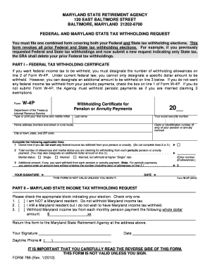 Maryland Federal and State Tax Withholding Request
