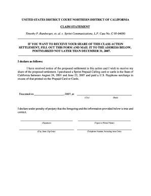 Sprint Prepaid Calling Card Class Action Settlement Claim Form