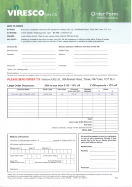 Viresco Ltd Horticultural Order Form