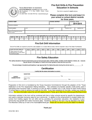Texas School Fire Exit Drill Form