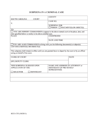 Subpoena in a Criminal Case