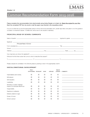 Principal Recommendation Form