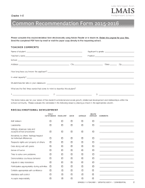 LMAIS Common Recommendation Form