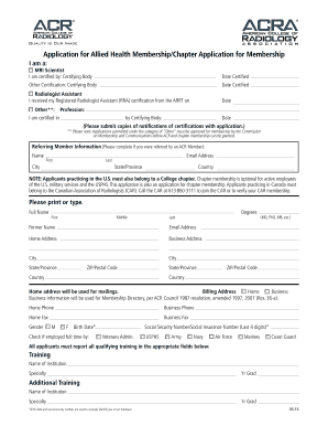 Allied Health Membership Application