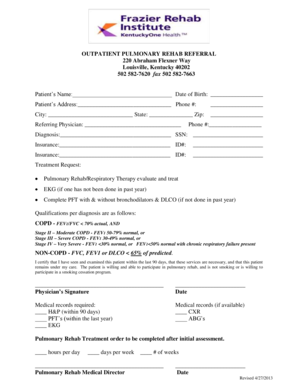 Outpatient Pulmonary Rehab Referral Form