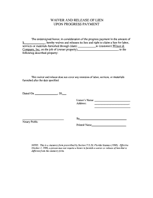 Waiver and Release of Lien