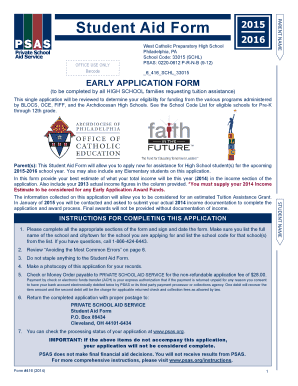 Student Aid Form 2015