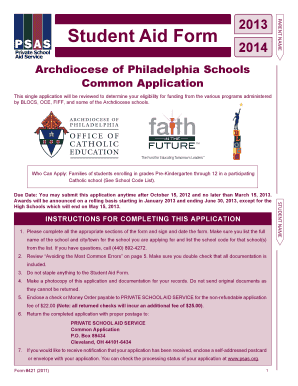 Student Aid Form 2013-2014