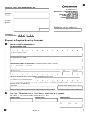 Request to Register Surviving Holder