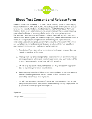 Blood Test Consent and Release Form