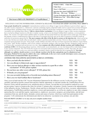 Influenza Vaccine Consent Form