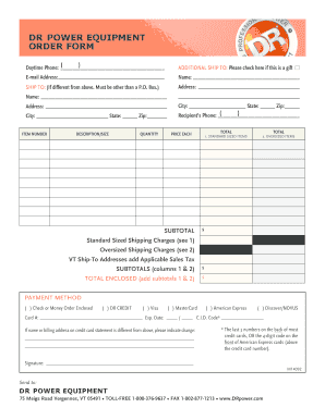 DR Power Equipment Order Form