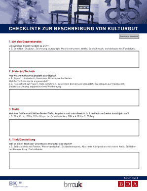 Checkliste zur Beschreibung von Kulturgut