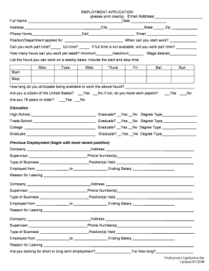 Employment Application Form