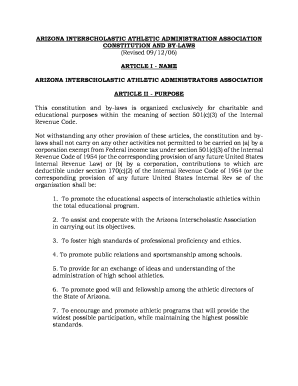 Fillable Online ARTICLE I - NAME ARIZONA - Arizona Interscholastic ...