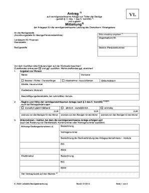 Antrag auf vermögenswirksame Anlage