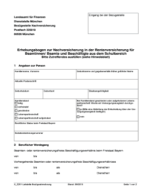 Erhebungsbogen zur Nachversicherung in der Rentenversicherung