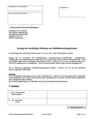 Antrag auf vorläufige Zahlung von Heilbehandlungskosten