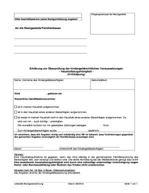 Erklärung zur Überprüfung der kindergeldrechtlichen Voraussetzungen