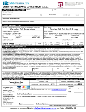 Exhibitor Insurance Application