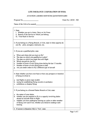 Aviation Armed Services Questionnaire