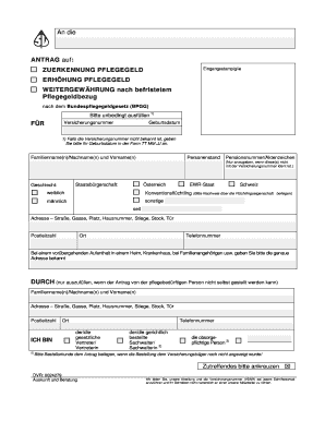 Anfrage auf Pflegegeld