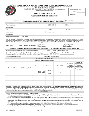 AMO Medical Plan Coordination of Benefits Form