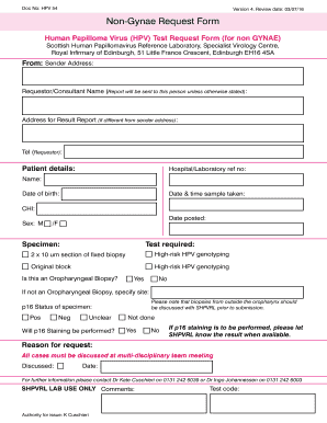 HPV Test Request Form