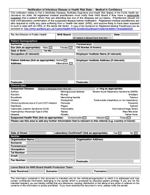 Notification of Infectious Disease or Health Risk