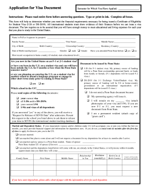 Penn State Student Visa Application Form