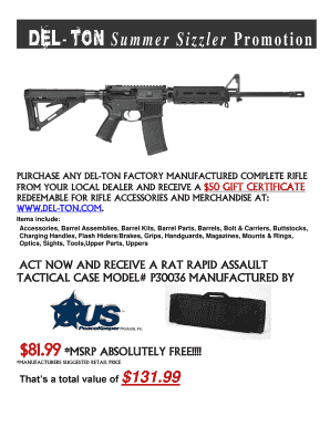 Del-Ton Summer Sizzler Promotion Rebate Form