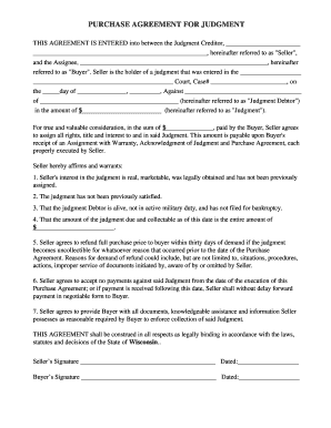 Purchase Agreement for Judgment