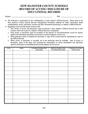 New Hanover County Schools Record of Access Disclosure