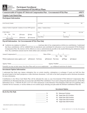 Virginia 457(b) Deferred Compensation Plan Enrollment Form